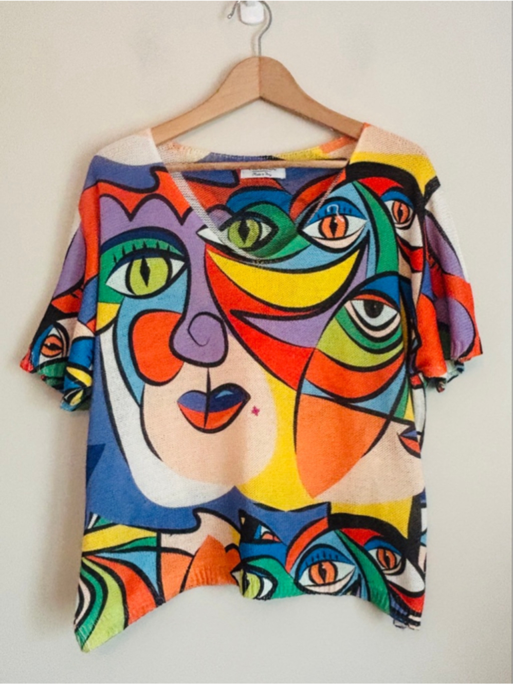 Picasso Abstract Cubist Short Sleeve Top Size Small / Medium Avante Gard